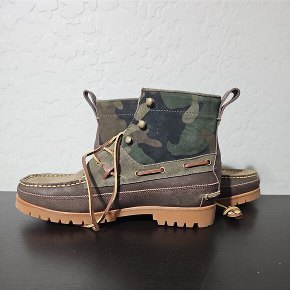 Polo Ralph Lauren Ranger Mid Camo Suede Boots Mens Size 9.5 New
